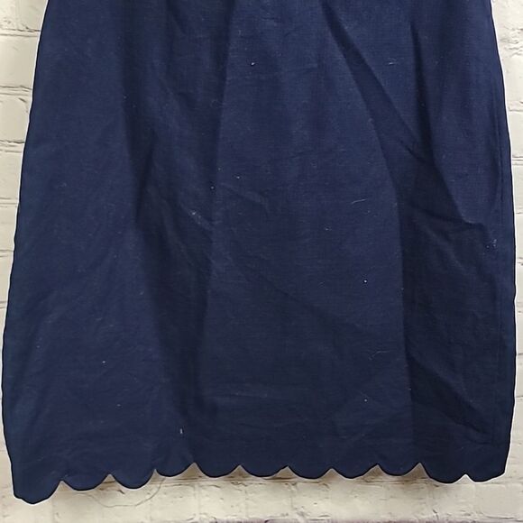 J.Crew Scalloped Basketweave Navy Blue Sleeveless Tank Dress Fit & Flare Size 8 - Picture 6 of 12